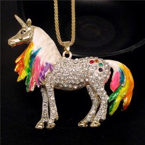 Betsey Johnson Multicolor Unicorn Necklace